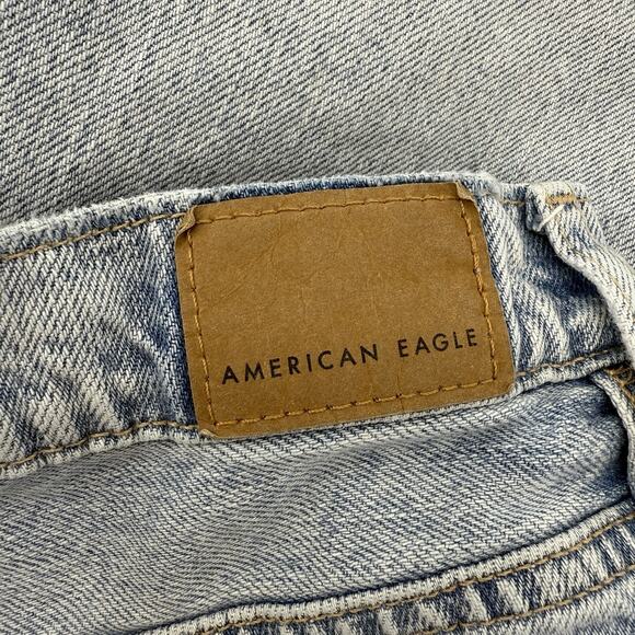 American Eagle Denim Skater Shorts 8 Blue Baggy High Rise Soft Grunge Distressed - Picture 7 of 11